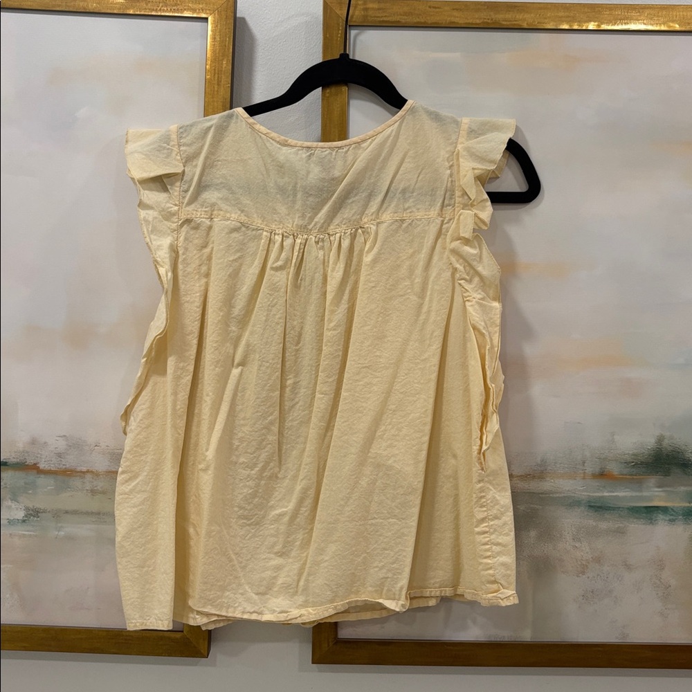 Lilla P Yellow Ruffle blouse M - Picture 5 of 5